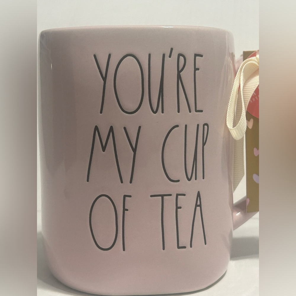 Rae Dunn pink ceramic heart handled mug YOU’RE MY CUP OF TEA - Picture 4 of 5